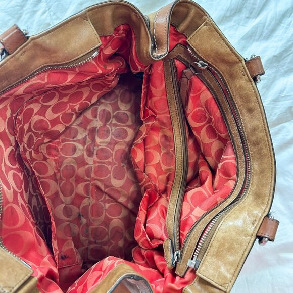 Vintage Y2K Authentic Coach Legacy Carryall Large Tan Beige Leather Tote Bag - Picture 5 of 8